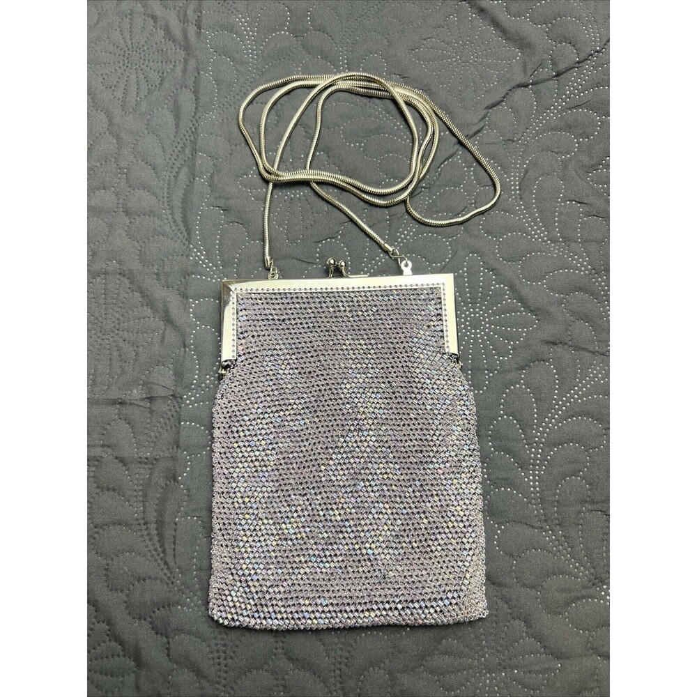 VALERIE STEVENS Lavender Beaded Evening Bag/Clutch w/Silver Metal Chain Strap
